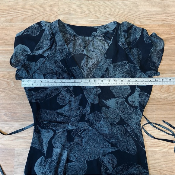 Wrap Front Maxi Dress Sheer Feather Print Size 6/8 Handmade Includes Slip EUC - Picture 5 of 9